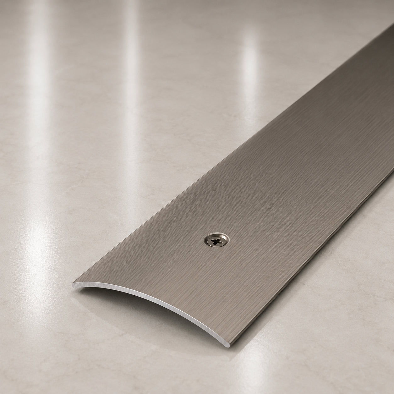 49mm Anodised Aluminium Door Threshold Strip – Floor Transition Trim with Screw Fix for Wood, Tile & Carpet In Inox Color